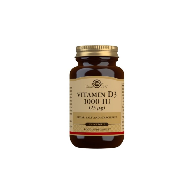 Vitamina D3 1000 IU 25 mg SOLGAR 100 capsulas