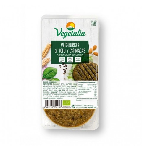 Vegeburger tofu espinacas VEGETALIA 160 gr