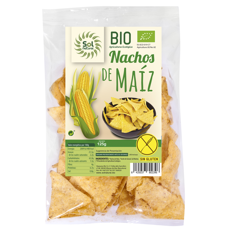 Nachos maiz natural SOL NATURAL 125 gr BIO
