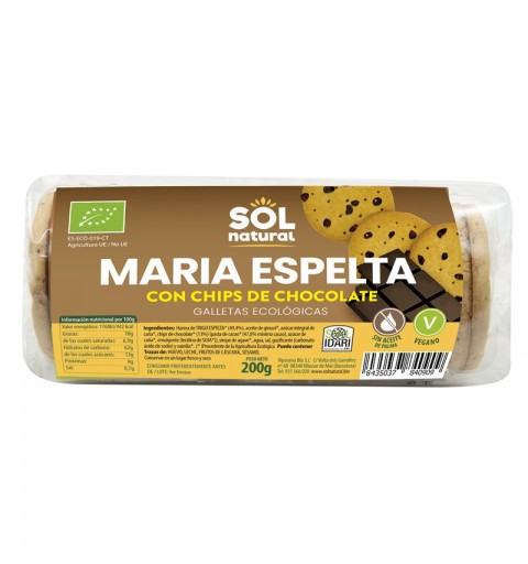 Marias espelta chips chocolate SOL NATURAL 200 gr BIO