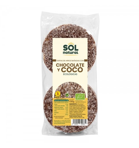 Tortas arroz chocolate coco (6 ud) SOL NATURAL BIO 100 gr BIO