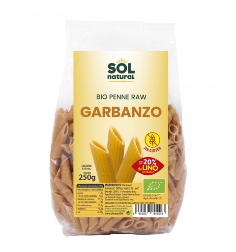 Macarron garbanzo con lino sin gluten SOL NATURAL 250 gr BIO