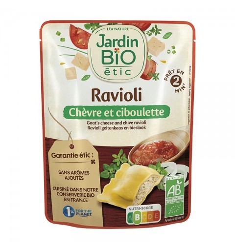 Plato preparado raviolis cabra cebollino JARDIN BIO 250 gr