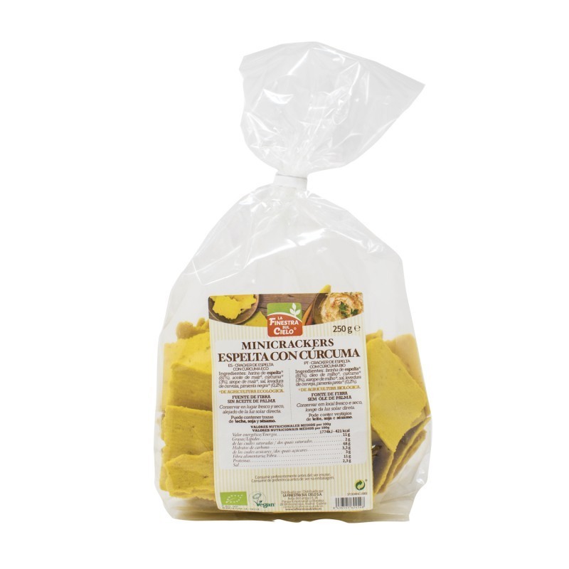 Mini crackers espelta curcuma pimienta FINESTRA 250 gr BIO