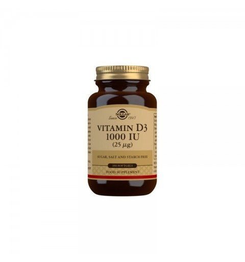 Vitamina D3 1000 IU 25 mg SOLGAR 100 capsulas