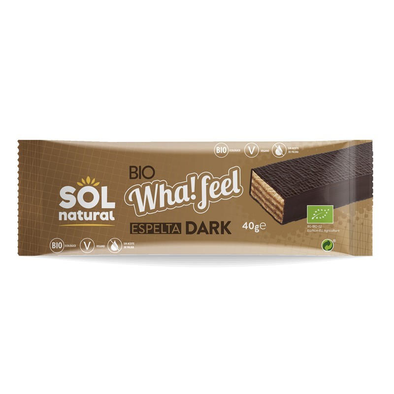 Whafeel espelta bañado cacao SOL NATURAL 40 gr BIO